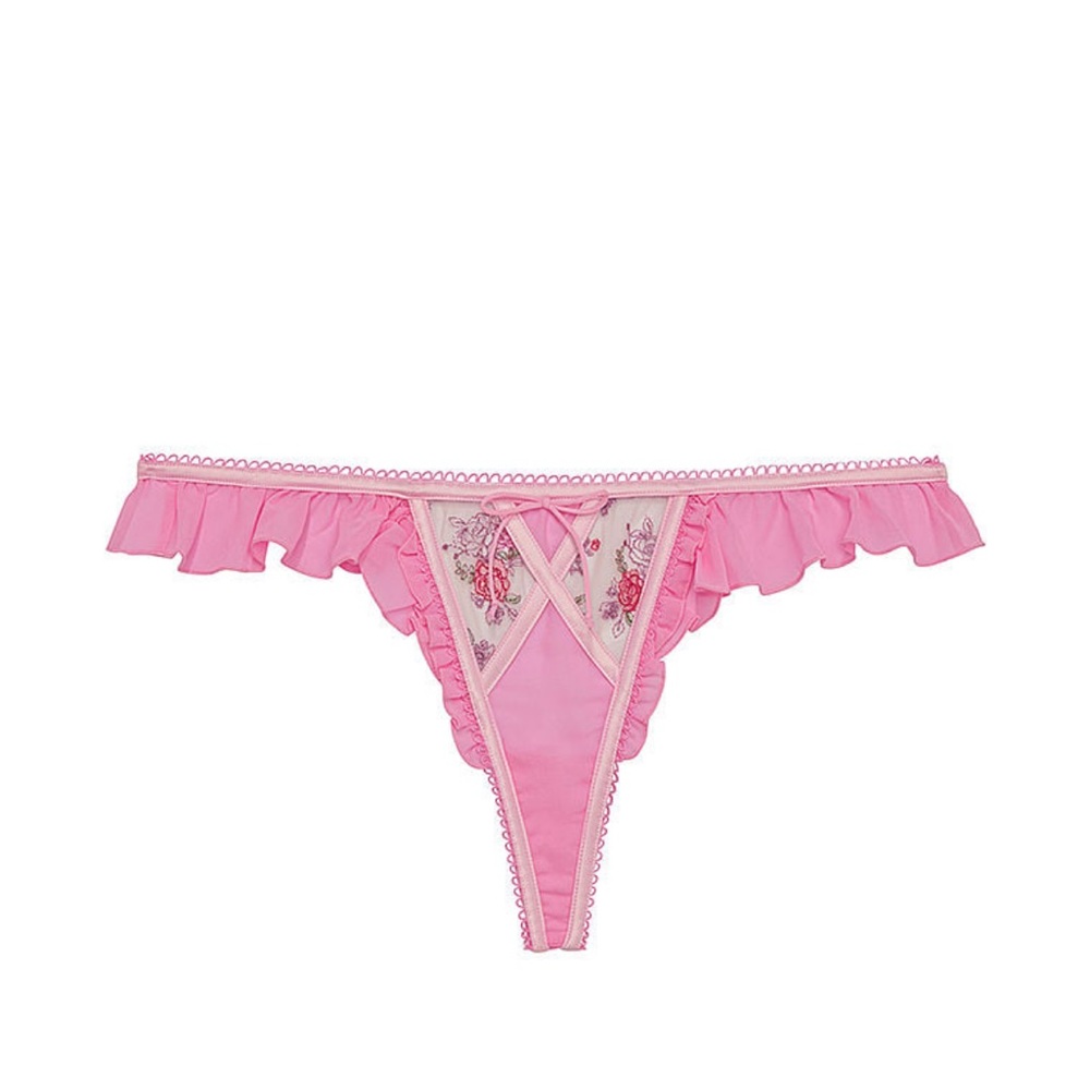 2 PIECE FOR LOVE & LEMONS Rose Bloom Triangle Bra & Ruffle Panty set - Picture 12 of 13